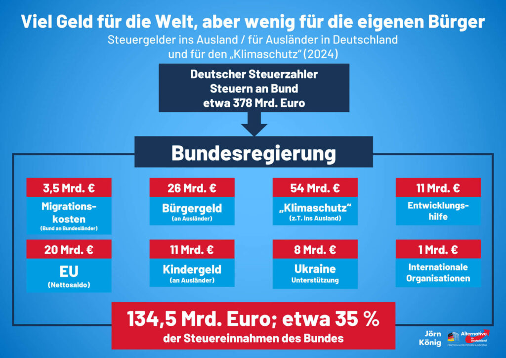 Schaubild der Steuergelder, die ins Ausland gehen.